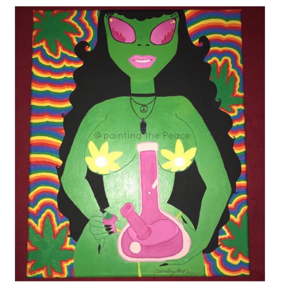 Stoner alien babe painting